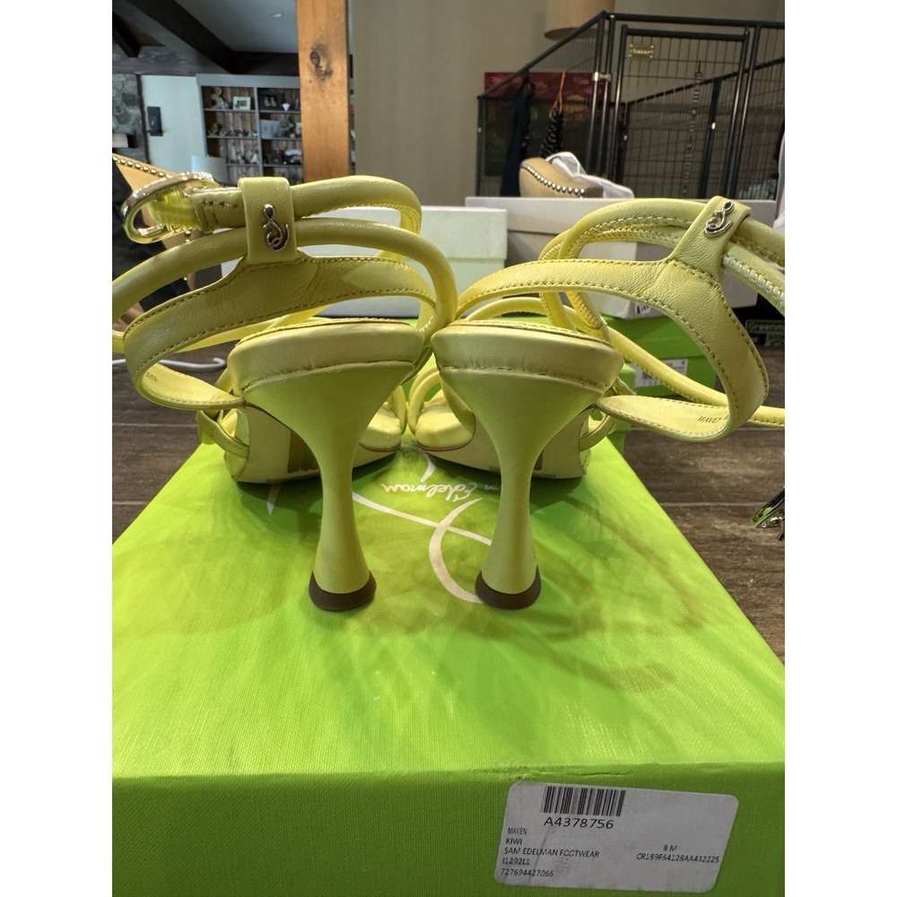 Sam Edelman MAVEN PADDED‎ STRAPPY HEEL In Kiwi Leather Size 8 Sandal - Picture 5 of 12
